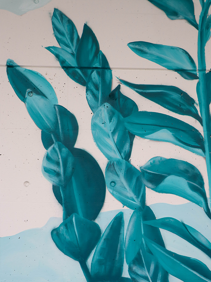 Detailaufnahme des Wandkunstwerks.