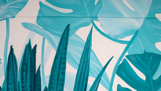 Eine Detailaufnahme des Wandbilds.