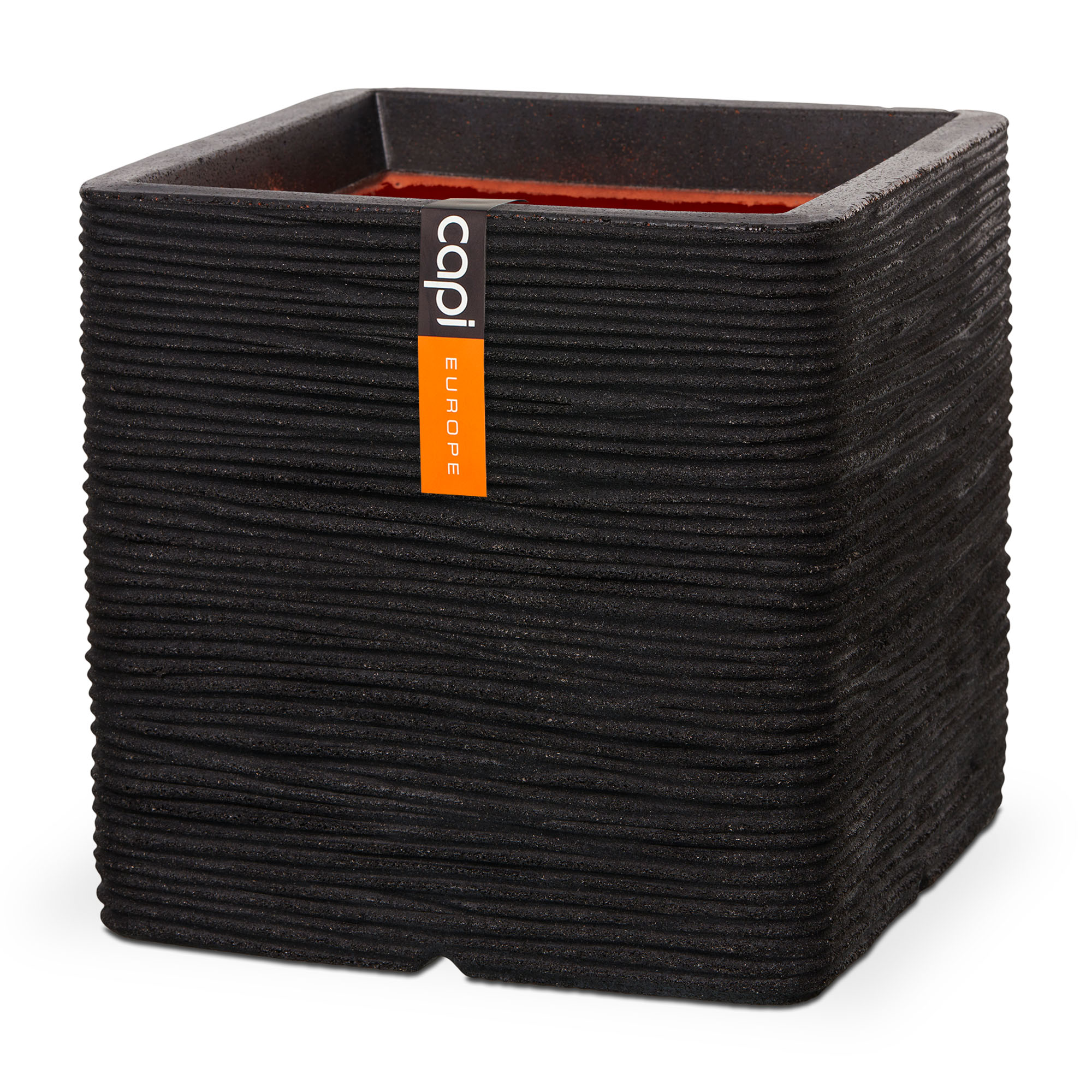 Capi Pot Capi Riffel Pot, Quadratisches Pflanzgefäss in schwarz | Hauenstein AG